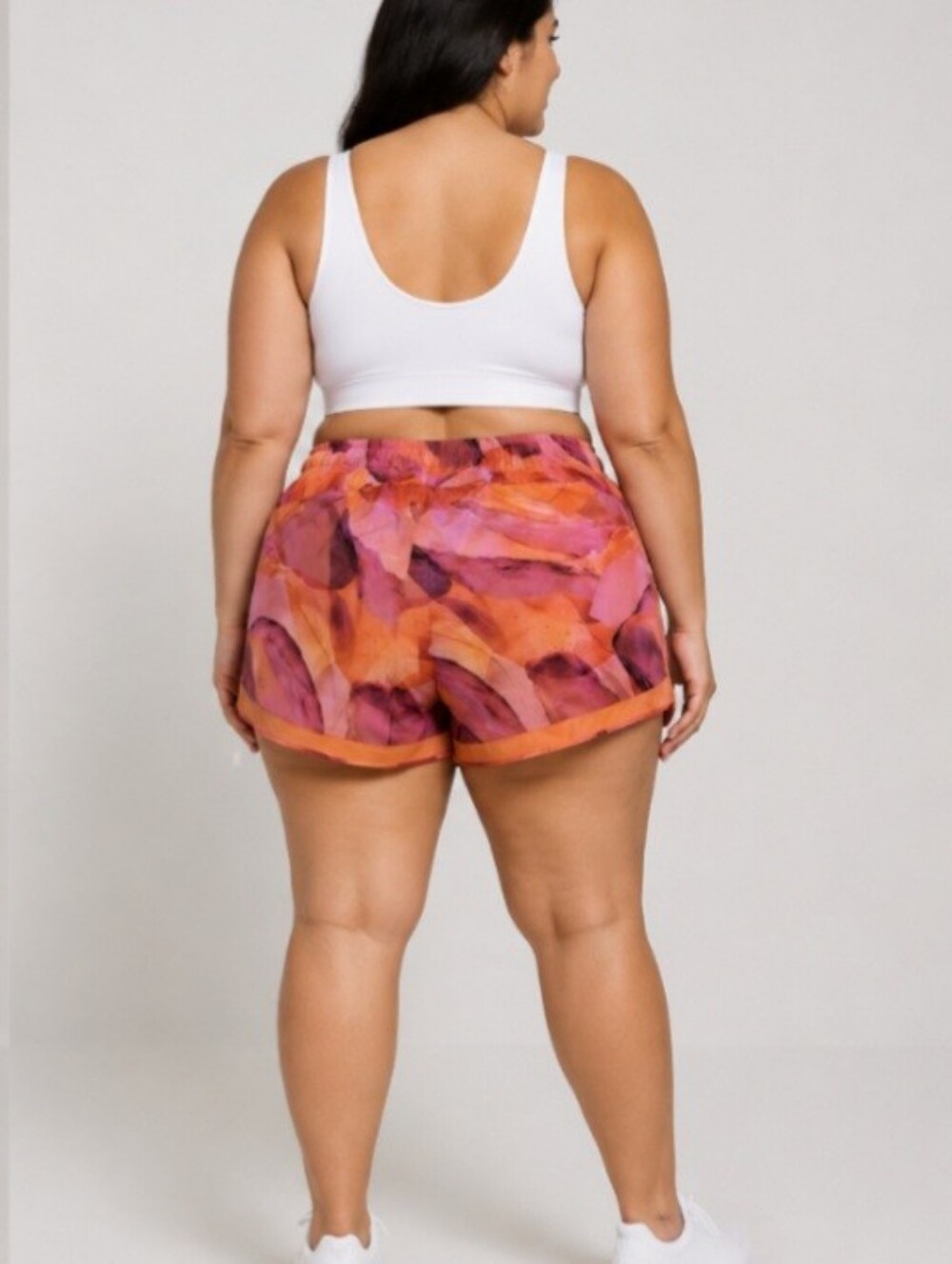 Athleta Sz 3X Printed Mesh Racer Run Shorts 4" NWT Orange & Pink Womens - Picture 2 of 15